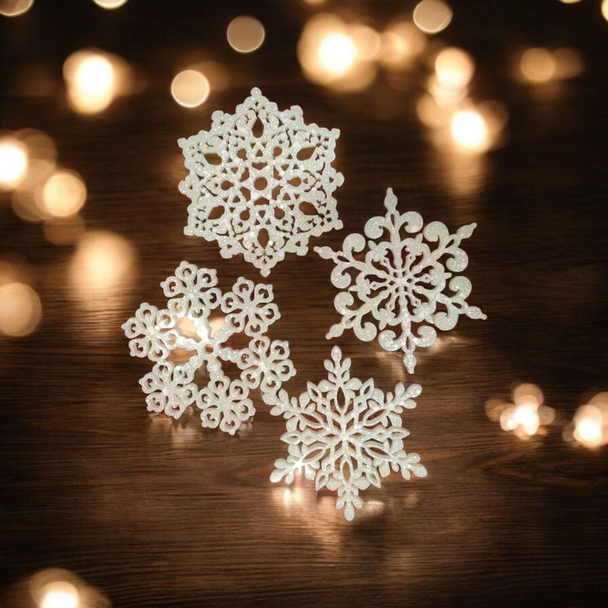 Snowflake Resin Coaster Set – 4 Heatproof Coasters, Ornamental Winter Design, Handmade Gift, Home Decor, Fast shipping