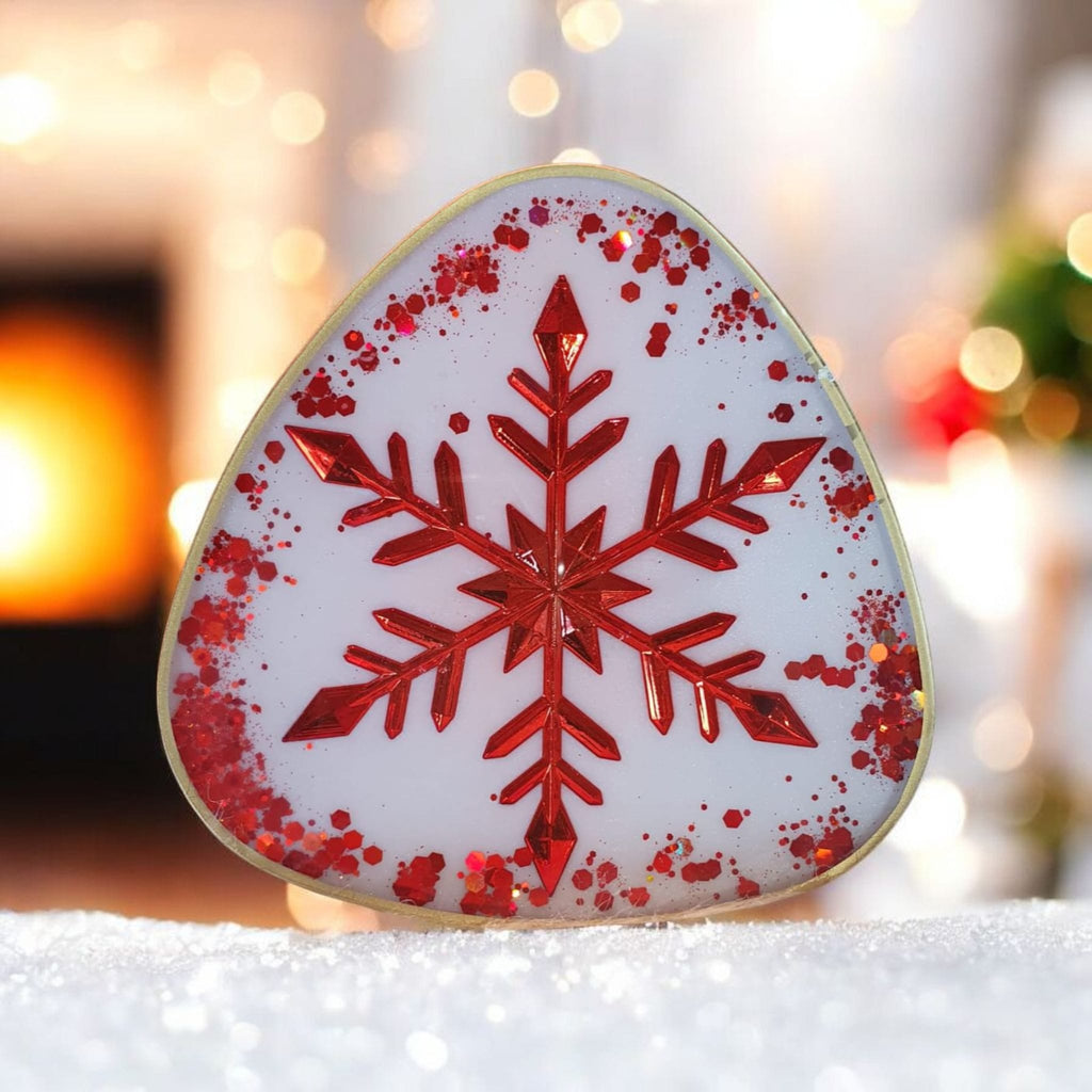 Christmas Resin Coaster Set – 4 Snowflake Designs, Heatproof Handmade Gift, Festive Home Decor