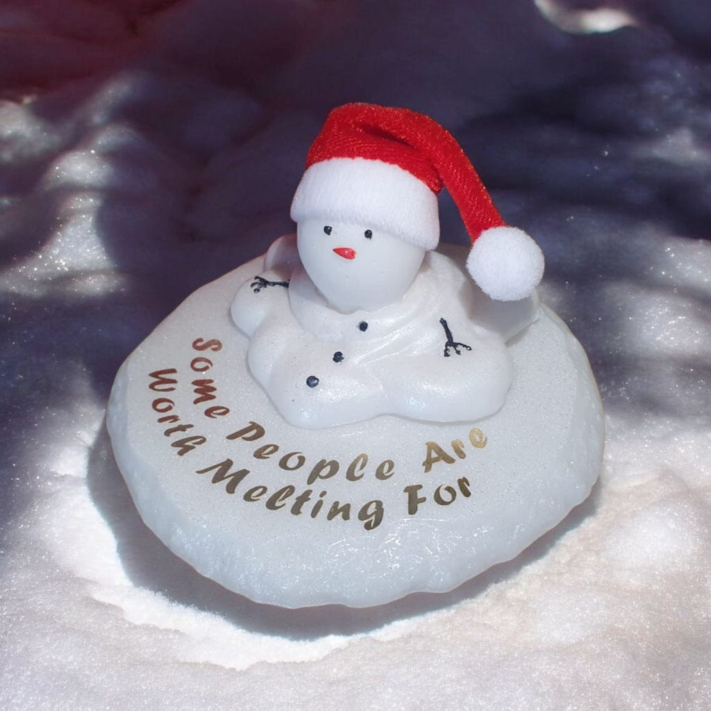 Melting Snowman Resin Ornament – Cute Christmas Decoration with Quote, Hat & Scarf Options